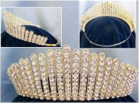 Corona DORADA ajustable de Cristal para reina, princesa o novia