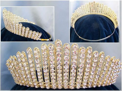 Corona DORADA ajustable de Cristal para reina, princesa o novia