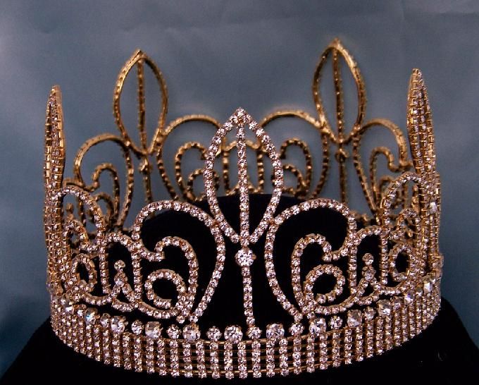 Corona DORADA Completa de Cristal Unisex para Rey o Reina